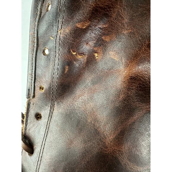 *Flawed Freebird Coal Boots Distressed Leather Tall Lace Up Western Festival 8 - Picture 10 of 16